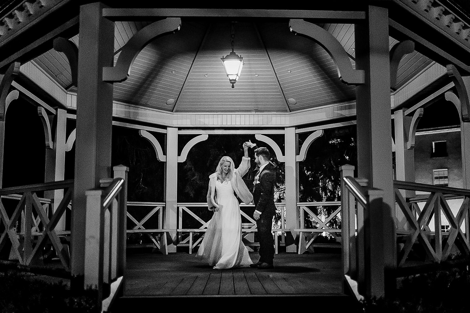 Groom spins his bride at a Farnham Estate wedding 