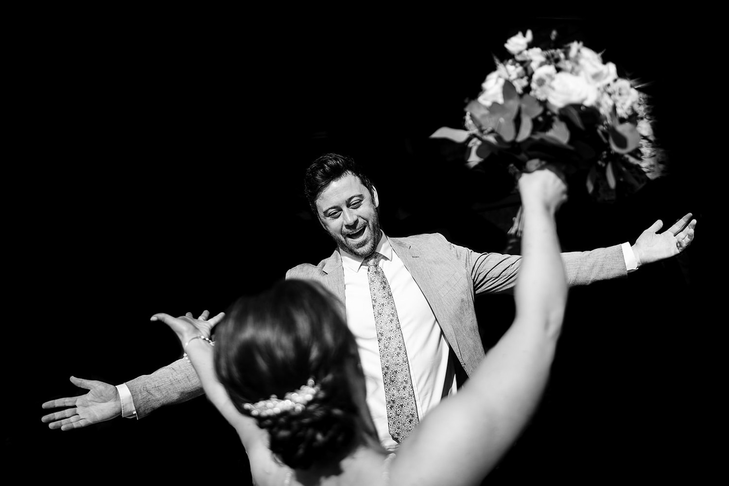 A guest about to hug the bride at a Clonabreany House wedding