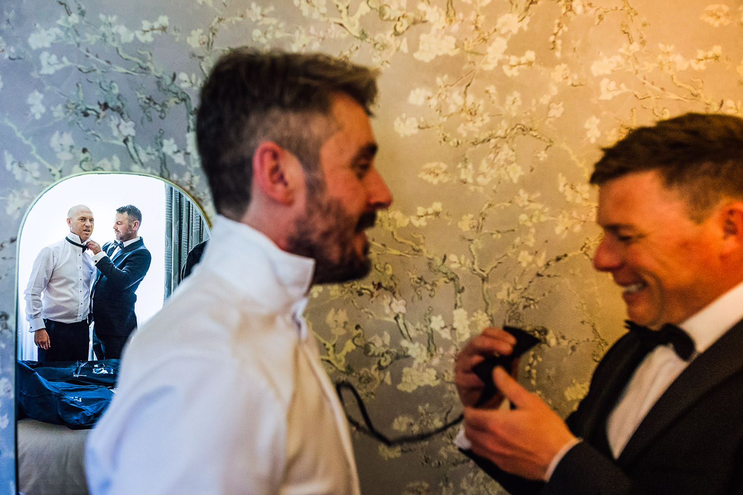 Gromm preparations at a Station house Hotel wedding 