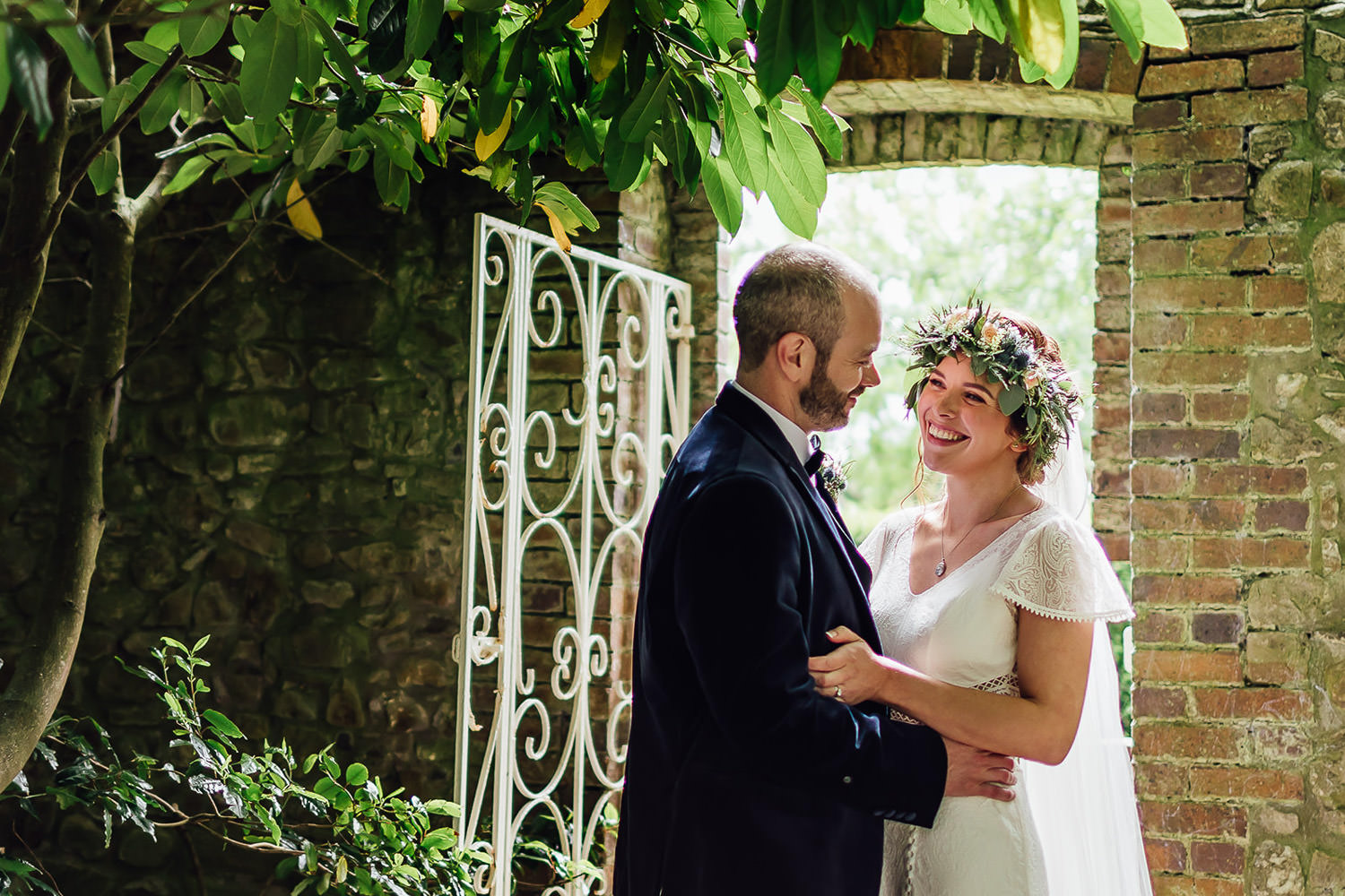 A bride and groom portrait taken at Ballymagarevy village 