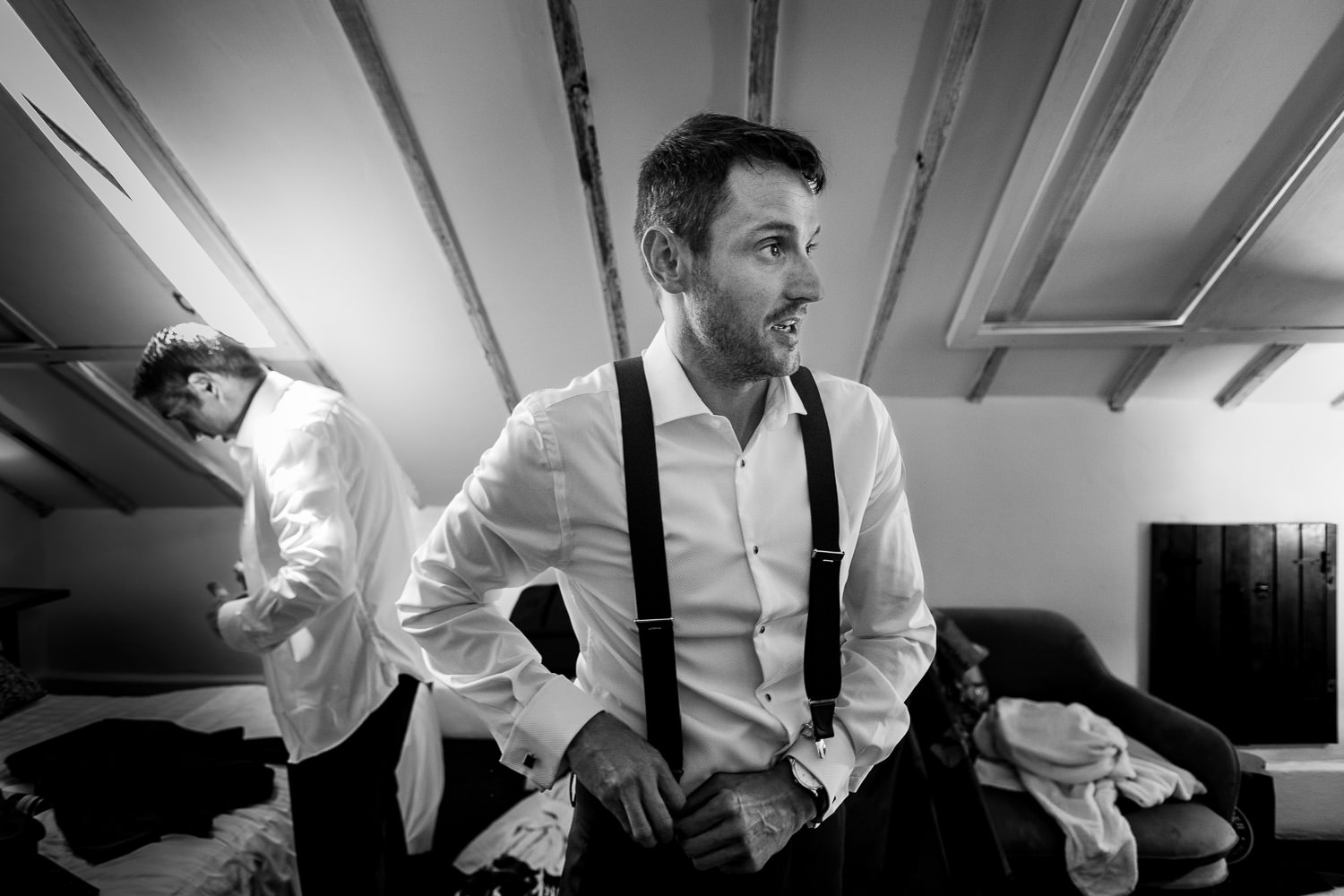 A groom getting ready for his wedding at Bellinter House 