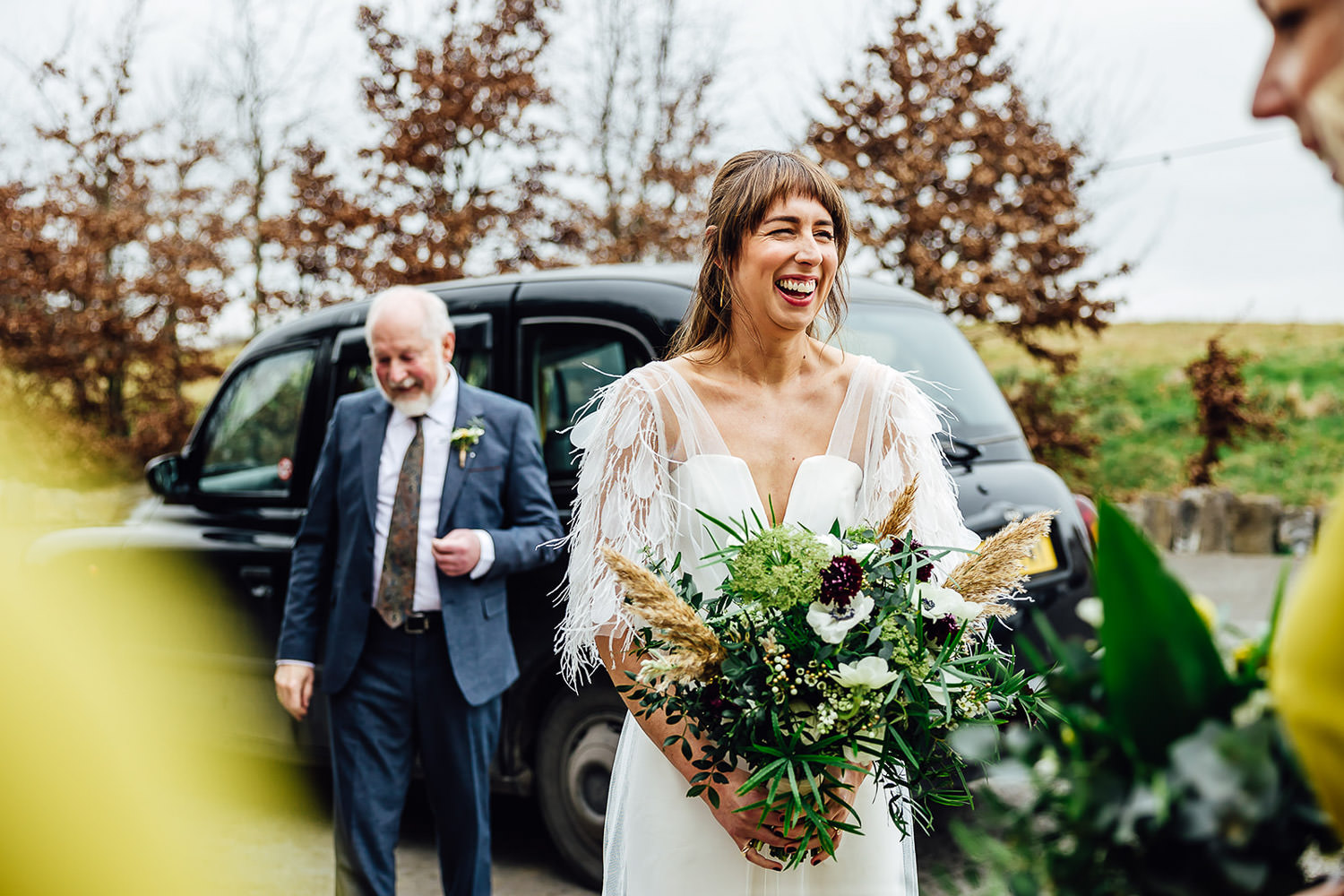 A bride arrives for her ceremony at Mount Druid