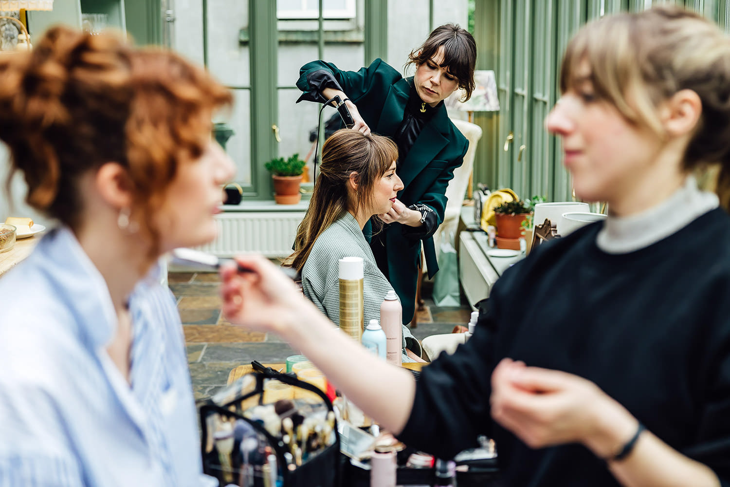Bridal preparations at a Mount Druid wedding